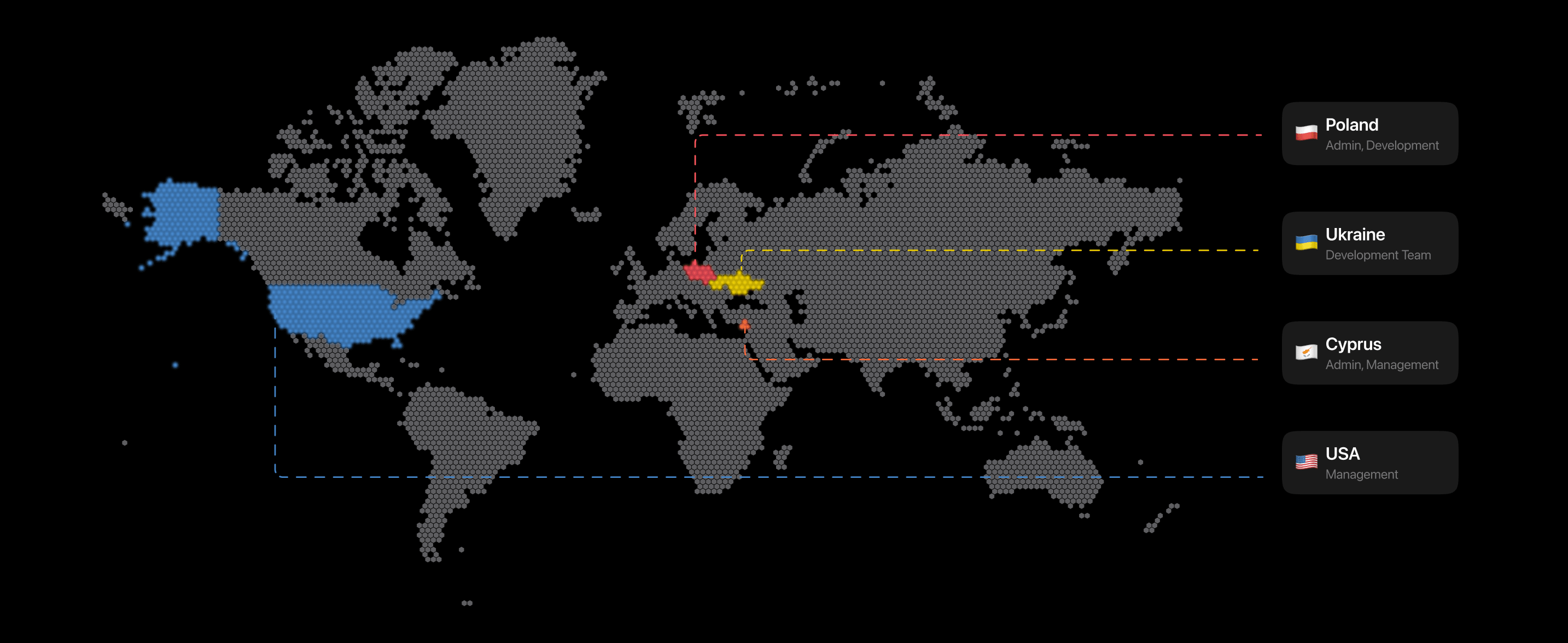 Map of countries where Aveola team members are located